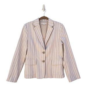 Banana Republic Striped Buttery Yellow Cotton Blazer Size 10